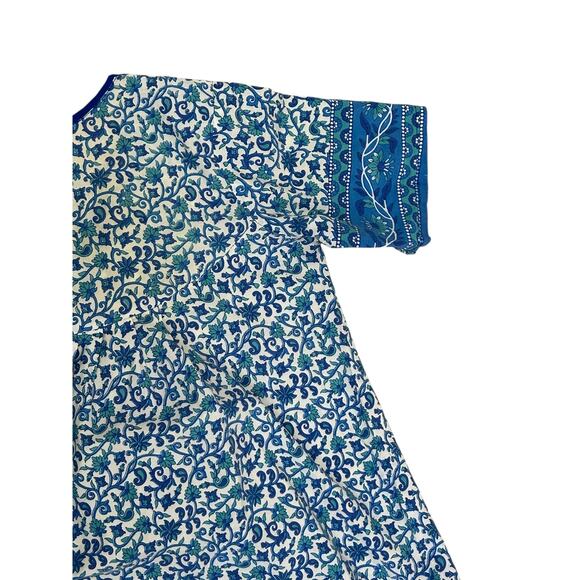 Handmade‎ Boho Dress Small Blue Floral Ethnic Print Sheila’s Bom 1 Cotton Tunic - Picture 3 of 6